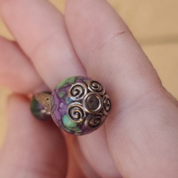 New Rainbow Jasper & Ruby In Fuchsite Ball Silver Heart Pendant. - Picture 6 of 12